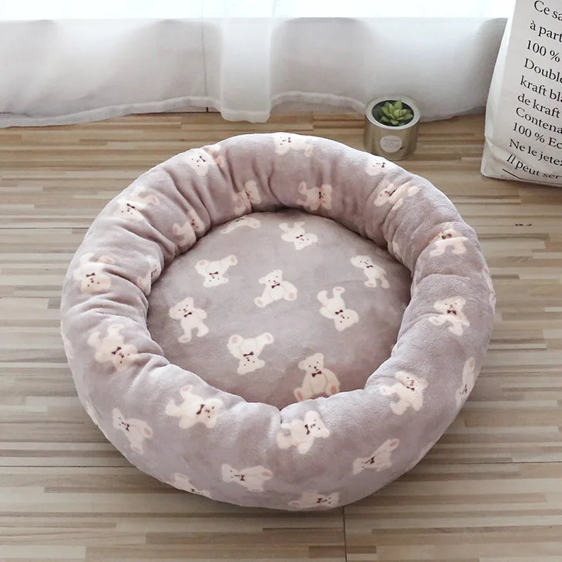 Kuscheliges Katzen- und Hundebett mit Teddybär-Muster